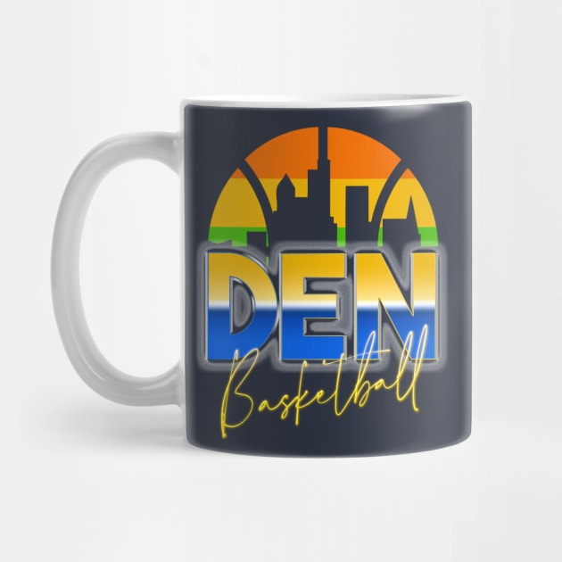 Denver Basketball Retro 90s Chrome Skyline by funandgames